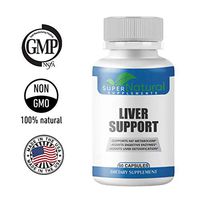 All natural ** Dairy Free Liver Health Support Supplement. Detox Cleanse Natural Herbal Blend with Ginger, Zinc, Milk Thistle, Artichoke, Turmeric, BeetRoot, Alfalfa, Choline, 60 Ct. By Super Natural.