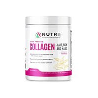 Nutrii Grass-Fed Hydrolyzed Collagen Peptides Protein Powder, Anti-Aging Skin, Joint, Hair, Skin, Supplement, Build Lean Muscle, Restore Natural Energy, 14.8 oz, 30 Servings, Vanilla