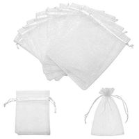 5x7 Inches Organza Bags 100Pcs Drawstring Jewelry Gift Bags Mesh Pouches for Wedding Party Favors Christmas Gifts Candy Bags, White