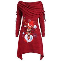 Jocund Womens Christmas Shirt Long Sleeve Pullover Lovely Printing Casual Tops Trendy Sweatshirt