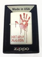 Zippo Custom Lighter - Bloody Dead Zombie Hand "Dont Open Dead Inside" White Matte Rare! - Gifts For Him, For Her, For Boys, For Girls, For Husband, For Wife, For Them, For Men, For Women, For Kids