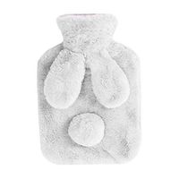 Queenbox Hot Water Bottle Rabbit Ear Style Anti-Hot Leakproof Hand Warmer, White