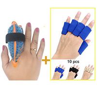 BodyMoves Adult Finger Brace Splint Sleeve Thumb Support Protector Cushion Pressure Safe Elastic Breathable Stabilizers for Basketball Volleyball Baseball Badminton Tennis Boating Gym (Aqua Blue)