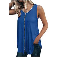 Aniywn Tank Tops for Women,Plus Size Sleeveless Casual Solid Color Loose Vest T-Shirts Blue