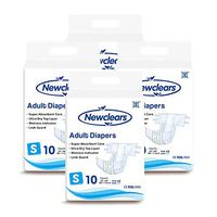 Newclears Adult Diapers with Tabs for Men Women Incontinence Care, Disposable Absorbent for Disability Postnatal Patient Bedridden Care, 10 Count/Pack, 4 Pack, S