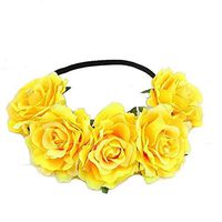 Women Girl Hawaiian Stretch Rose Flower Headband Floral Crown for Garland Party,Photo Props,Wedding Bridal Headpiece