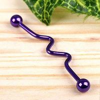 14G Steel Wave Shape Industrial Bar Scaffold Ear Barbell Stud Ring Body PIERCING Best Beauty Jewerly Accessory Trendy Unique Creative | Colors - Purple