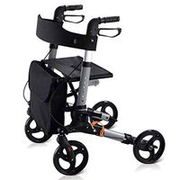 MYJZY Walkers for Seniors,Medical Mobility Walking Aids with Seat and Wheels,Collapsible Rollator Walker,Walking Frame with Storage Bag Double Brake System,Silver