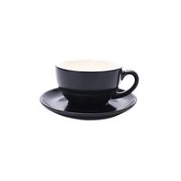 Coffeezone Double Espresso Coffee Cup and Saucer, Small Cappuccino and Speciality Coffee, New Bone China for Coffee Shop and Barista (Matte Black, 5 oz)