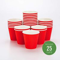8 oz Red Paper Coffee Cup - Ripple Wall - 3 1/2" x 3 1/2" x 3 1/2" - 25 count box - Restaurantware