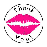 48 THANK YOU PINK LIPS ENVELOPE SEALS LABELS STICKERS 1.2" ROUND