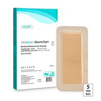 MedVanceTM Silicone - Bordered Silicone Adhesive Foam Dressing Size 4”X8” (2.4"x 6.4" Pad) Box of 5 dressings