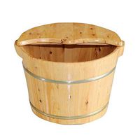 Foot Tub,Cypress Wood Foot-Soaking Barrel, Foot Spa Pedicure Barrels, Non-Automatic Massage Roller Double Ear Barrel