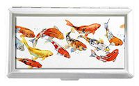 Koi Carp Pattern Design Unisex Stainless Steel Cigarette Holder Case Protection Credit Business Card Storage Box Pocket/Wallet