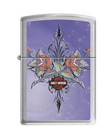 Zippo Harley-Davidson Purple Rose Brushed Pocket Lighter, Chrome