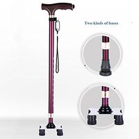 HXZXH Adjustable Quad Cane Lightweight Walking Canes Walking Stick for Men and Women Hand Crutch with T Handle Crutches with LED Light Fashionable Sturdy Stable Wine Red