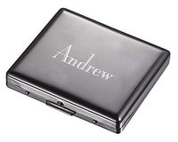 Personalized Visol Gilmore Gunmetal Cigarette Case for Regular Cigarettes with Free Laser Engraving ([C] Text)