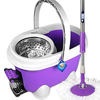 Stainless Steel Rolling Spin Mop, with 6 Replacement Microfiber Mop Heads, Perfect For All Floor Types Home and Commercial Use