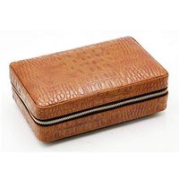 Smoking Set/Cigar Humidors Portable Travel Can Accommodate 4 Cigars with Cigar Scissors Humidifie Cedar Wood Lining Leather Surface Cigarette Case Men's Gift Box A Variety of Styles to Choose