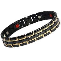 Novoa Quad-Element Gloss Black Stainless Steel Magnetic Bracelet with Gold Accents - 12,800 Gauss B072JD