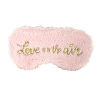 Love is in The Air Gold Script Fuzzy Faux Fur Sleep Mask, Pink