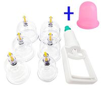 We pay your sales tax New 7 Pcs Professional Cupping - 6 Vacuum Cupping with Pumping Handle + 1 Silicone Anti Cellulite Tension Release Therapy Equipment Travel Set
