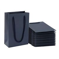 Sdootjewelry Navy Gift Bags, Kraft Paper Gift Bags with Handles, 50 Pack Heavy Duty Matte Tote Paper Bags, 5.1 x 2.4 x 7.5" Shopping Bags, Kraft Bags, Retail Bags, Party Bags