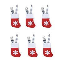 HMILYDYK 6 Pack Christmas Stockings Socks Decorations Candy Gift Bag Tableware Cutlery Holder Pouch Xmas Tree Hanging Ornaments for Home Decor