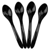 Curved Plastic Ice Cream Spoons - Black Disposable Dessert Spoons - 5.75 Inch Birthday Party Spoons - Frozen Dessert Supplies - Fast Shipping! 25 Count