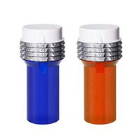 Safe Rx Mini-Safe Pill Bottle | Combination Lock | Secure Medication or Small Valuable Items | Certified Child-Resistant, Senior-Friendly | 2-Pack, Blue/Amber, 5.4″ x 2″ Pre-encoded with Same Code