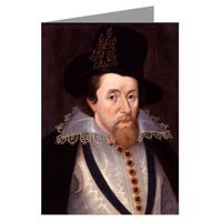 12 Vintage Notecards Boxed Set, Portrait of King James I Known for the Authorized King James Version of the Bible