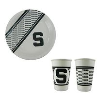 A 40 Piece NCAA Gift Set 20 Disposable Paper Plates and 20 Paper Cups - Michigan State Spartans