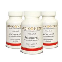 Certified Organic Vadik Herbs Jatamansi (Nardostachys jatamansi) Powder 3 Bottles Capsules | Helps to Maintain Healthy Nervous System and Optimal Brain Functions