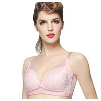 Theoylos Womens Bra Adjustable Sports Front-Close Bralette Thin Lace Underwear Ladies Extra-Elastic Breathable Bralette Pink