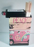 Cigarette Case Peace Love Bus with Built on Lighter Holder