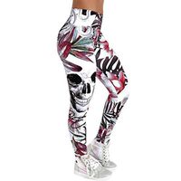 Meikosks Women's Slim Skinny Yoga Leggings High Waist Pants Skull Printed Trousers Stretch Pants