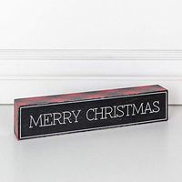 12" X 2.5" X 1.5" Wood Brick (Merry Christmas), Black/Red/White – 75220