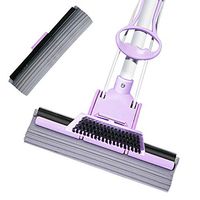 KXLHS Sponge Mop,Floor Wiper,Extendable Handle,with Detachable Brush/Absorbent Cleaning Heads, for Home Floor Kitchen Living Room Cleaning Tools