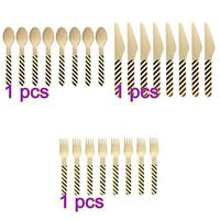 Amosfun Disposable Dinnerware Wooden Spoons Fork Knives Biodegradable Eco-friendly Tableware for Wedding Birthday Holiday Party