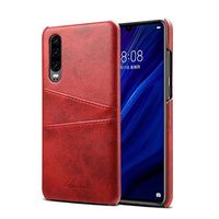 JUNXI Phone case Phone Cover Suteni Calf Texture Protective Case for Huawei P30, with Card Slots (Black) Strong Quality and Durable (Color : Red)