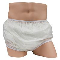 Leakmaster Adult Pull On Vinyl Plastic Pant White -Small