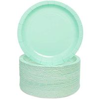 7 Inch Paper Party Plates (80 Pack), Mint Green