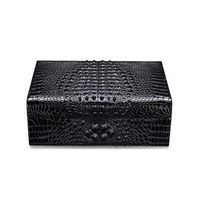 LS-Cigarette Cigar Box - Crocodile Skin Four Areas to Store Large Capacity Cedar Wood Cigar humidor /& (Color : Black)
