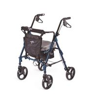 Medline Deluxe Comfort Folding Rollator Walker with Memory Foam Seat and 8" Wheels, Blue
