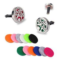 2Pcs TeaMaX Car Aromatherapy Essential Oil Diffuser, Diffuser for Car, Stainless Steel Locket Air Freshener with Vent Clip