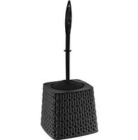 American Dreams Home Goods Knit Design Toilet Brush Holder Caddy and Toilet Brush Bathroom Decor (Black)