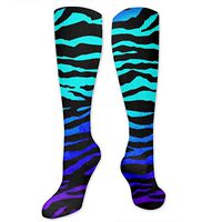 Women & Men Colorful Compression Socks - Best Athletic/Running/Flight/Medical/Travel Knee High Stockings for Nurses Teens - Animal Zebra Colorful Print