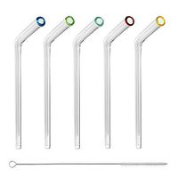 Reusable Glass Straws with Straw Cleaning Brush - (Set of 5) Colorful Drinking 6 mm Straws – For Hot and Cold Liquids - Perfect for Tea, Juice, water etc. - by Better Houseware (6 mm- Original)