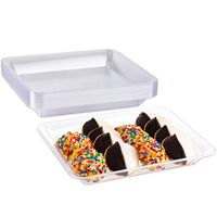 Impressive Creations Clear Rectangular Plastic Serving Tray Platter (10 PK) 10" X 8" – Heavyweight Disposable Appetizer Tray – Durable and Reusable Party Supply Tray – Perfect Dinnerware