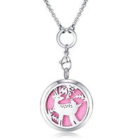 Mesinya Essential Oil Diffuser Necklace Aroma Hypo-Allergenic Magnetic Locket Pendant With Chain&Pads (Christmas Reindeer)